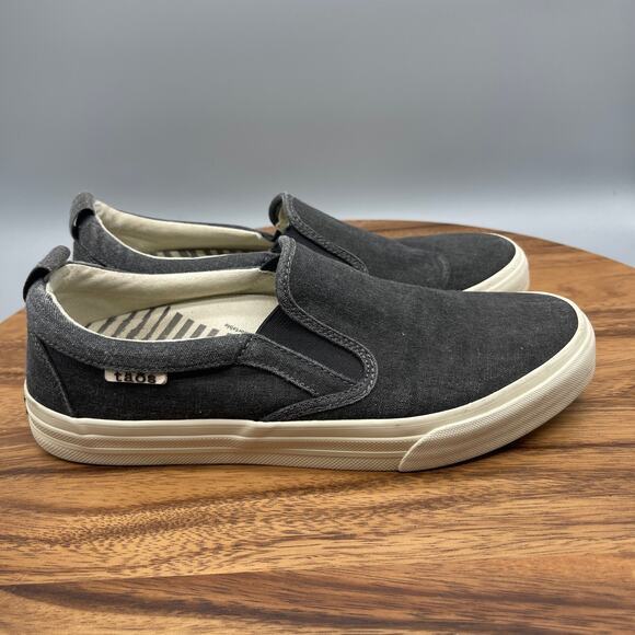Taos Rubber Soul Shoes Womens Size 8.5 Charcoal Gray Canvas Comfort Slip On - Picture 1 of 8